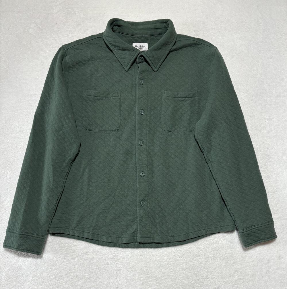 Goodfellow & Co Jacket Mens 2XL Green Quilted Shacket Overshirt Button Front